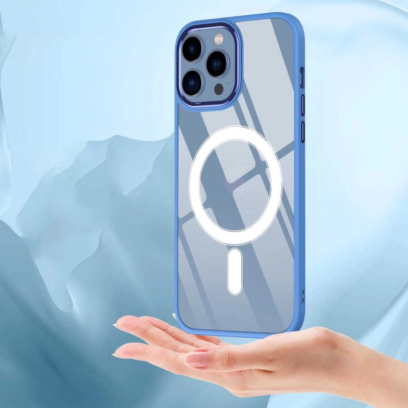 Apple iPhone 14 Kılıf Wireless Şarj Özellikli Zore Krom M-safe Silikon Kapak