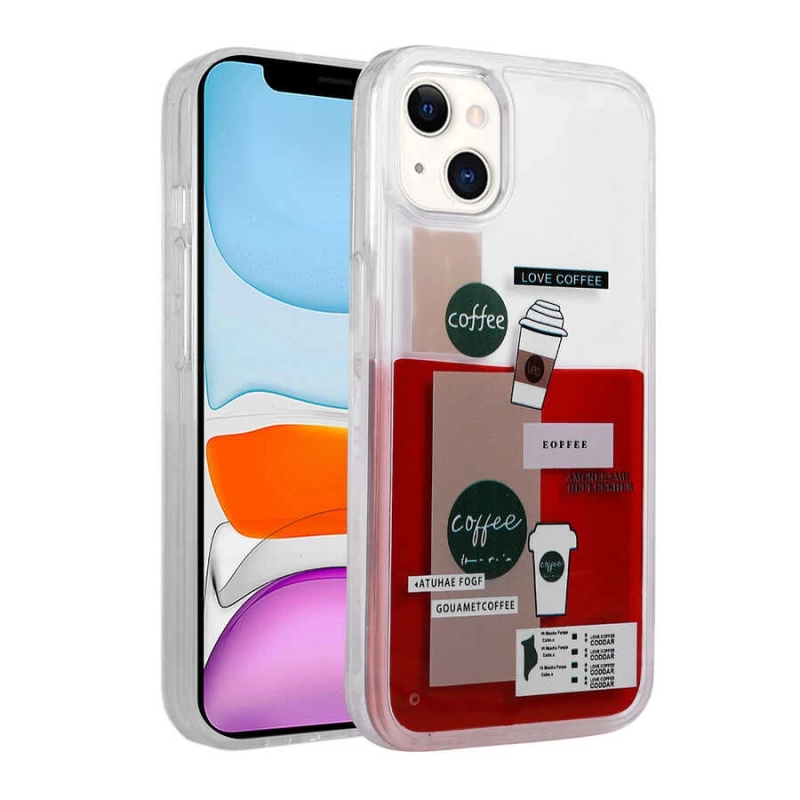 Apple iPhone 14 Plus Kılıf Desenli Sıvılı Zore Drink Silikon Kapak