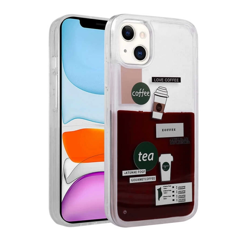 Apple iPhone 14 Plus Kılıf Desenli Sıvılı Zore Drink Silikon Kapak