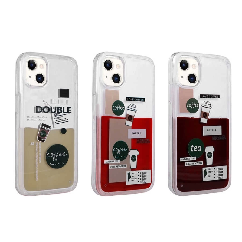 Apple iPhone 14 Plus Kılıf Desenli Sıvılı Zore Drink Silikon Kapak
