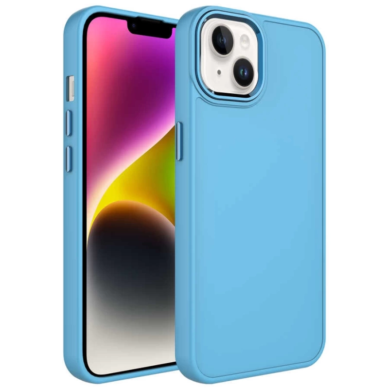 Apple iPhone 14 Plus Kılıf Metal Çerçeve ve Buton Tasarımlı Silikon Zore Luna Kapak