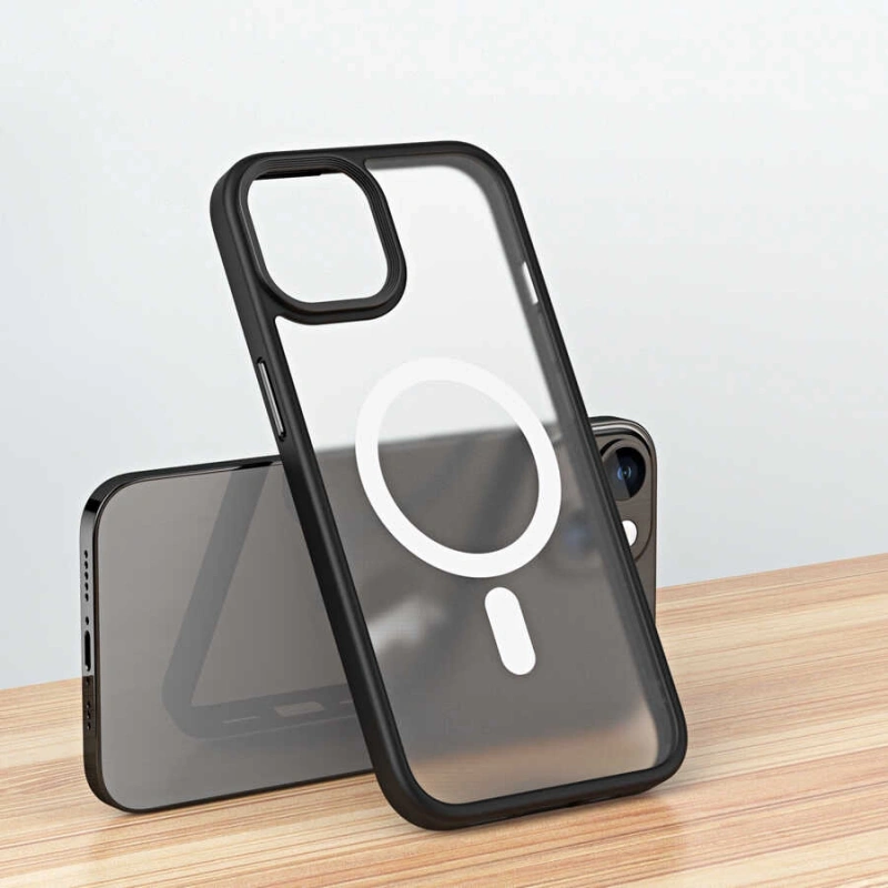 Apple iPhone 14 Plus Kılıf Wireless Şarj Özellikli Zore Hibrit M-safe Kapak