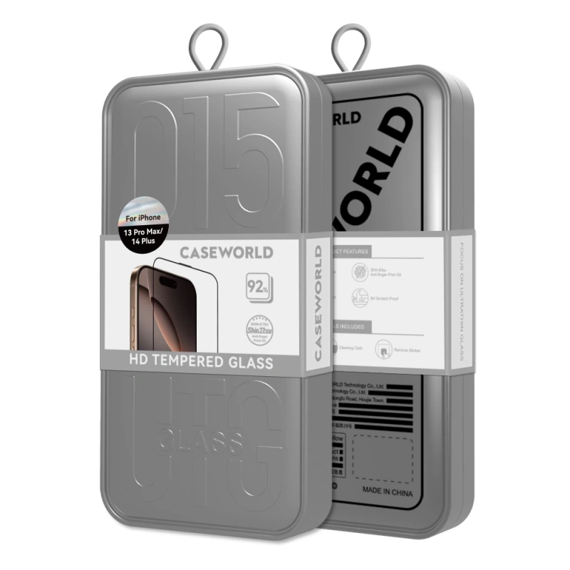 Apple iPhone 14 Pro CaseWorld 0.25mm HD 3D Temperli Cam Ekran Koruyucu + Uygulama Aparatlı