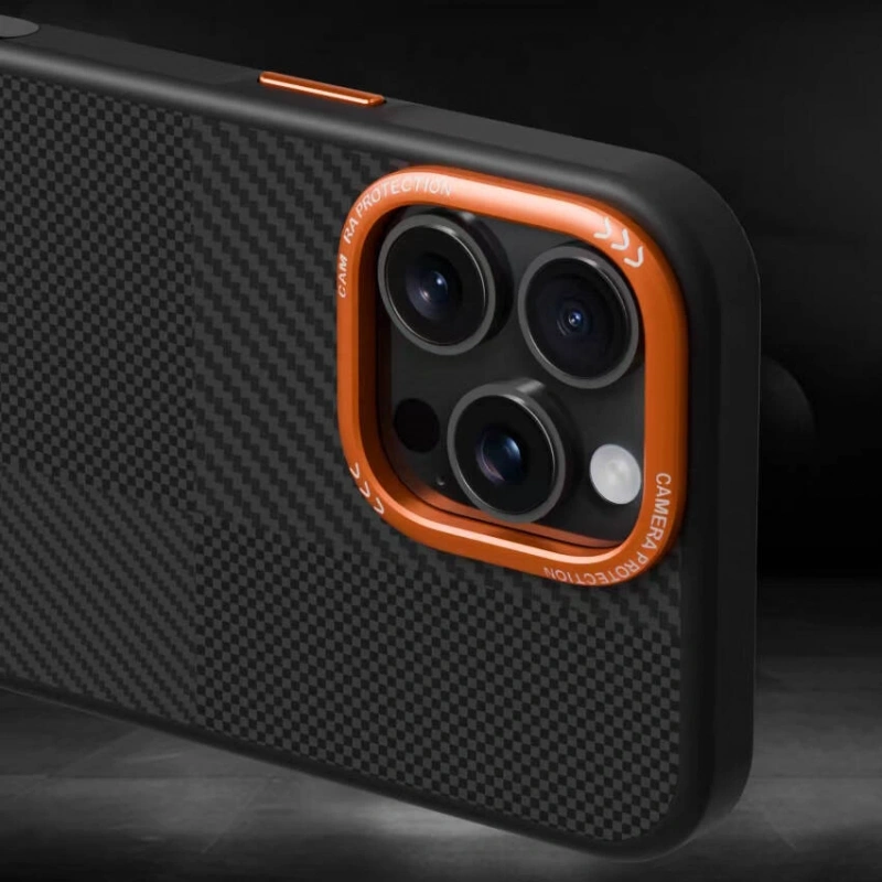 Apple iPhone 14 Pro Kılıf M-safe Şarj Özellikli Karbon Fiber Görünümlü Zore Kamp Kapak