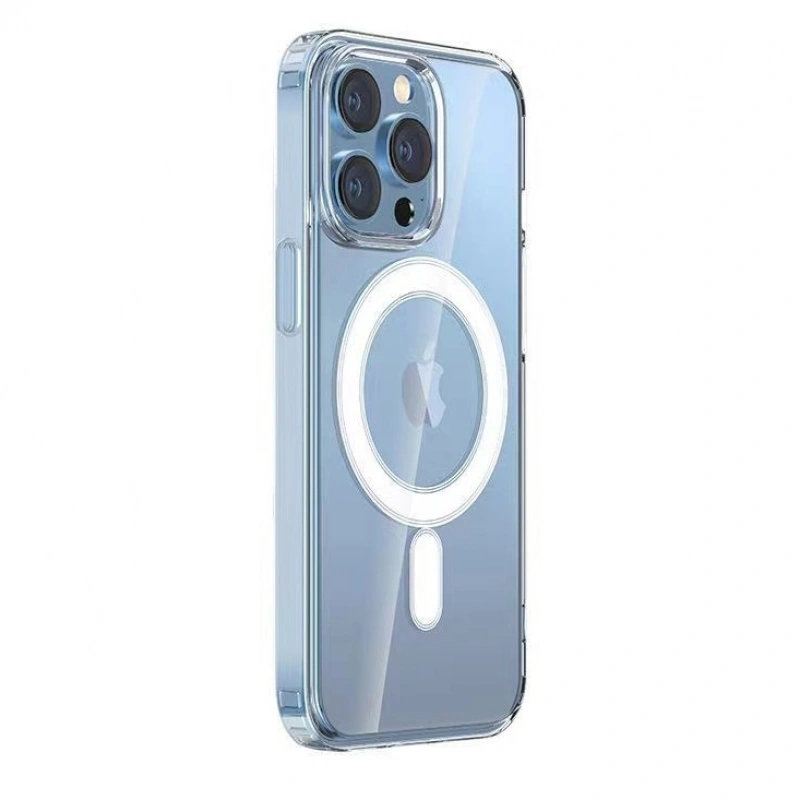 Apple iPhone 14 Pro Kılıf M-safe Şarj Özellikli Şeffaf Sert PC Zore Embos Kapak