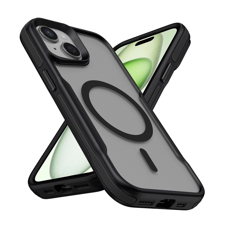 Apple iPhone 14 Pro Kılıf M-safe Şarj Özellikli Renkli Kenar Airbag Şeritli Zore Lamer Kapak