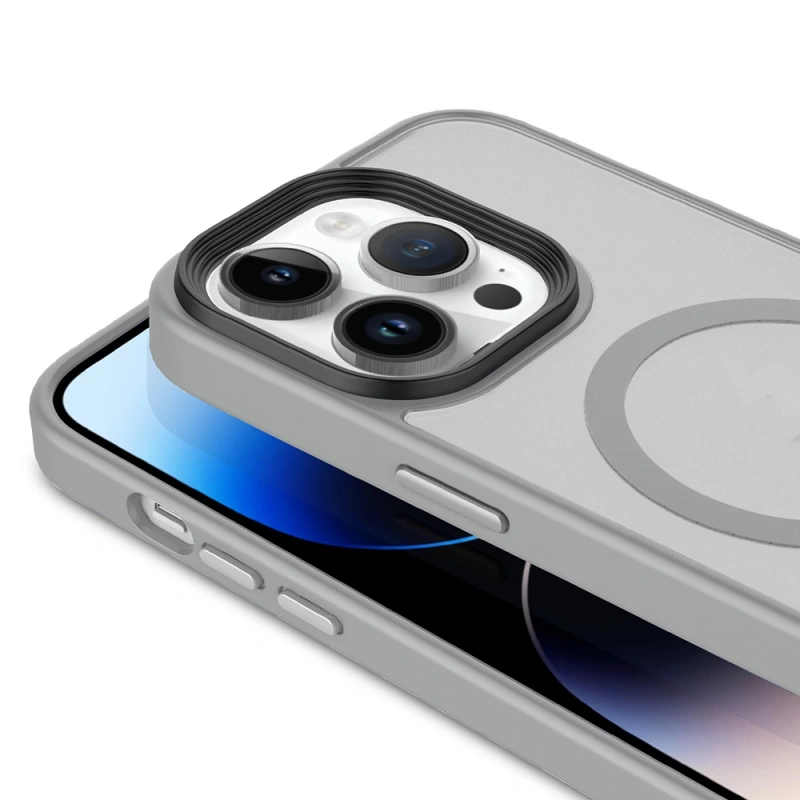 Apple iPhone 14 Pro Kılıf Mat Arka Yüzey Wireless Şarj Özellikli Zore Flet M-safe Kapak