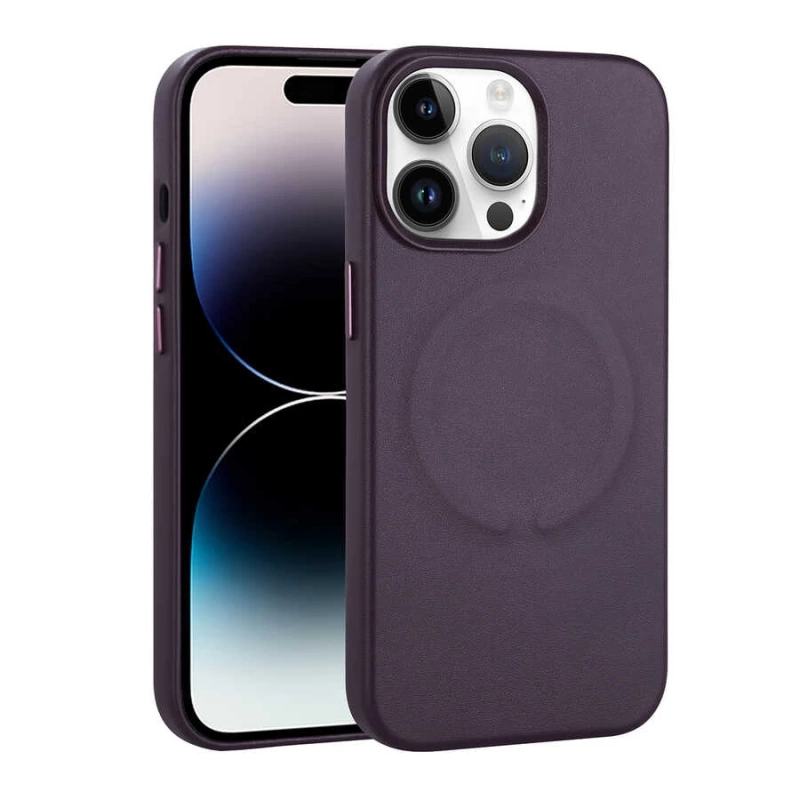 Apple iPhone 14 Pro Kılıf PU Deri M-safe Wireless Şarj Özellikli Zore Derix Kapak