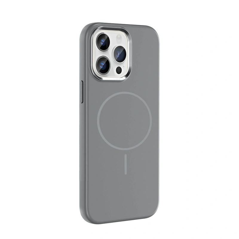 Apple iPhone 14 Pro Max Kılıf M-Safe Şarj Özellikli Metal Kamera Çerçeveli Zore Edi Silikon Kapak