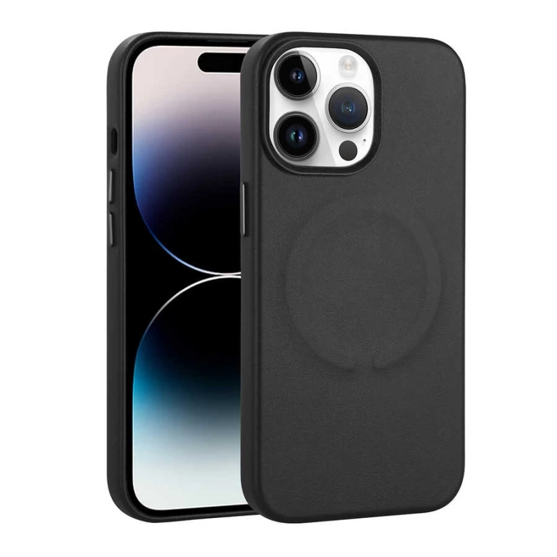 Apple iPhone 14 Pro Max Kılıf PU Deri M-safe Wireless Şarj Özellikli Zore Derix Kapak