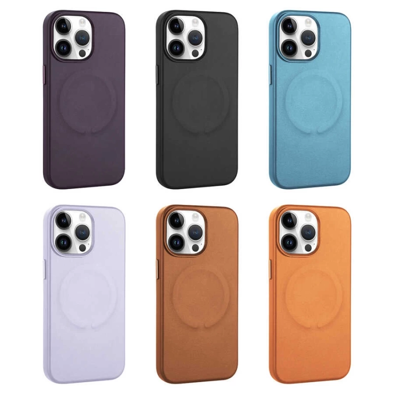 Apple iPhone 14 Pro Max Kılıf PU Deri M-safe Wireless Şarj Özellikli Zore Derix Kapak