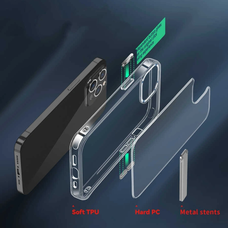 Apple iPhone 14 Pro Max Kılıf Standlı Şeffaf Silikon Zore L-Stand Kapak