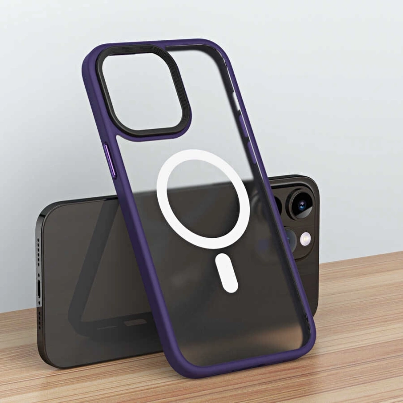 Apple iPhone 14 Pro Max Kılıf Wireless Şarj Özellikli Zore Hibrit M-safe Kapak