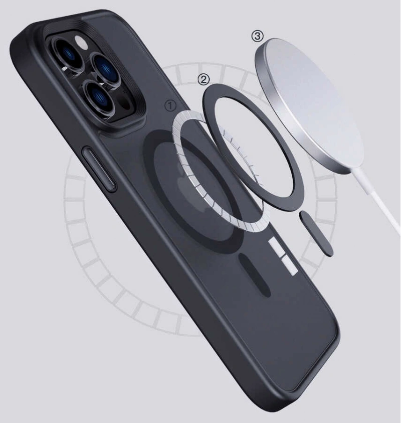 Apple iPhone 14 Pro Max Kılıf Wireless Şarj Özellikli Zore Hibrit M-safe Kapak