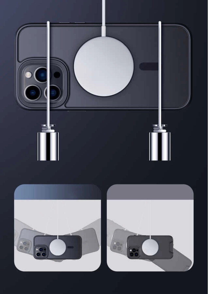 Apple iPhone 14 Pro Max  Kılıf Wireless Şarj Özellikli Zore Hibrit M-safe Kapak