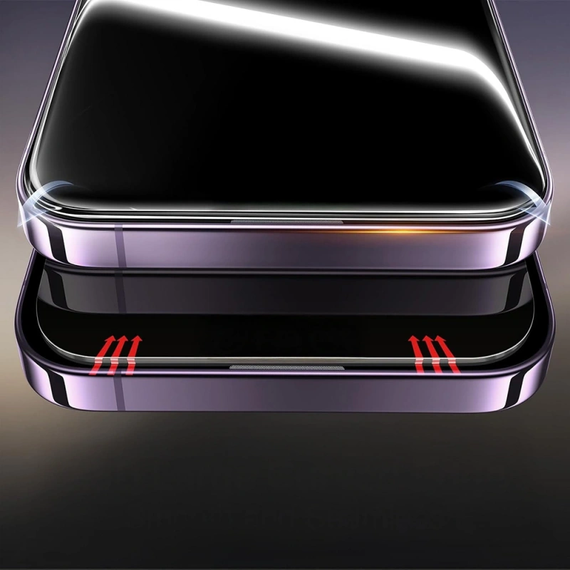 Apple iPhone 14 Pro Max Zore 2.5D Oliv Privacy Temperli Cam Ekran Koruyucu + Kolay Uygulama Aparatı