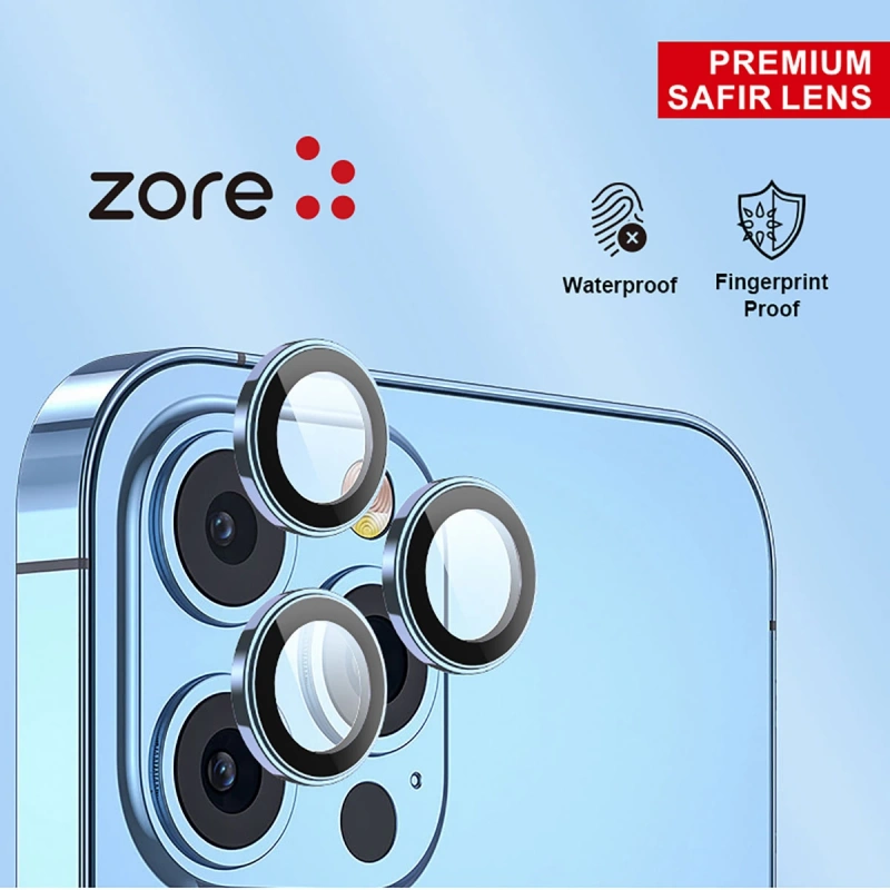 Apple iPhone 14 Pro Max Zore CL-12 Premium Safir Parmak İzi Bırakmayan Anti-Reflective Kamera Lens Koruyucu