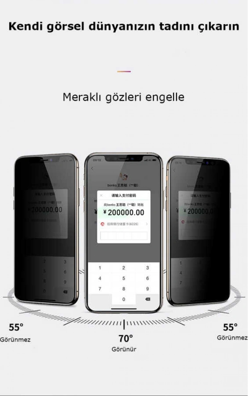 Apple iPhone 14 Zore Kor Privacy Cam Ekran Koruyucu