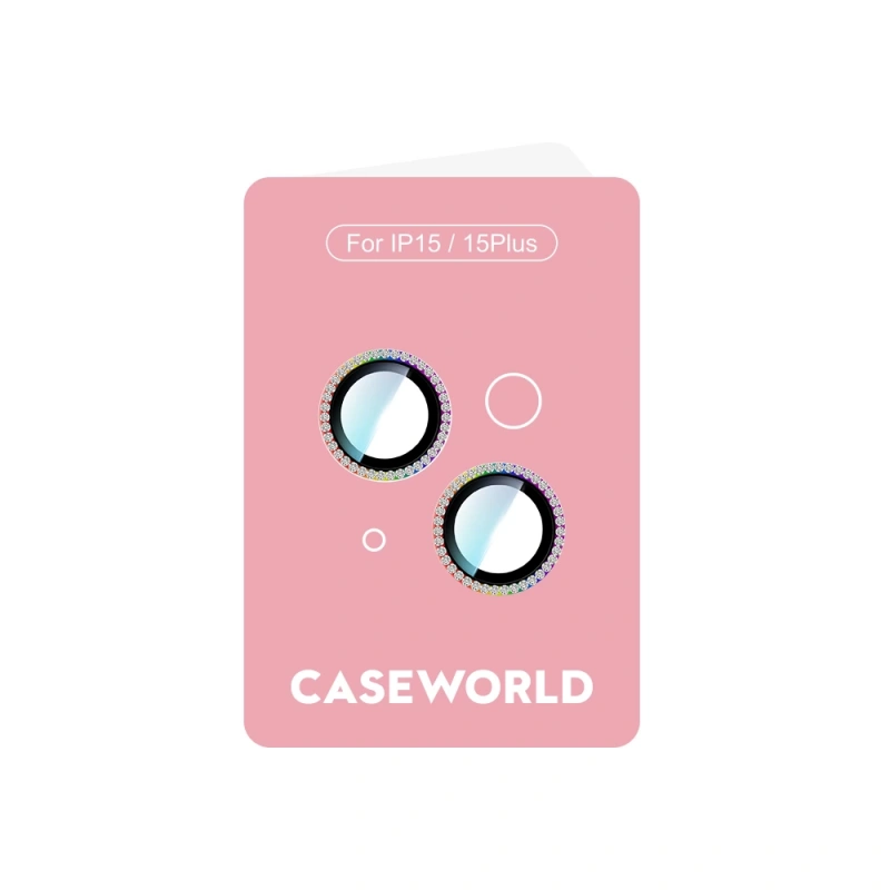 Apple iPhone 15 CaseWorld Alloy Sparkling Diamond Serisi Taşlı Lens Koruyucu