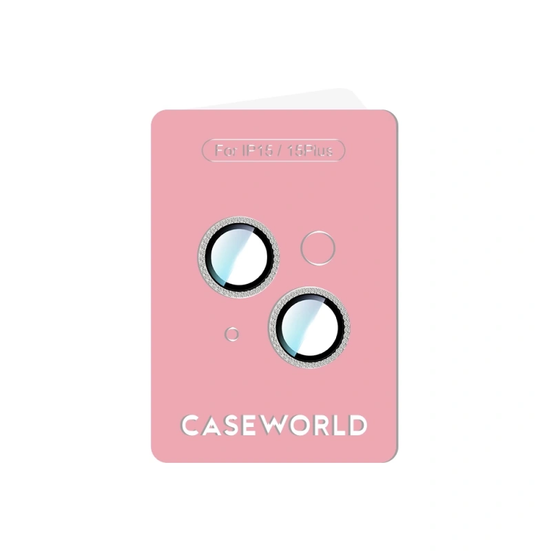 Apple iPhone 15 CaseWorld Alloy Sparkling Diamond Serisi Taşlı Lens Koruyucu