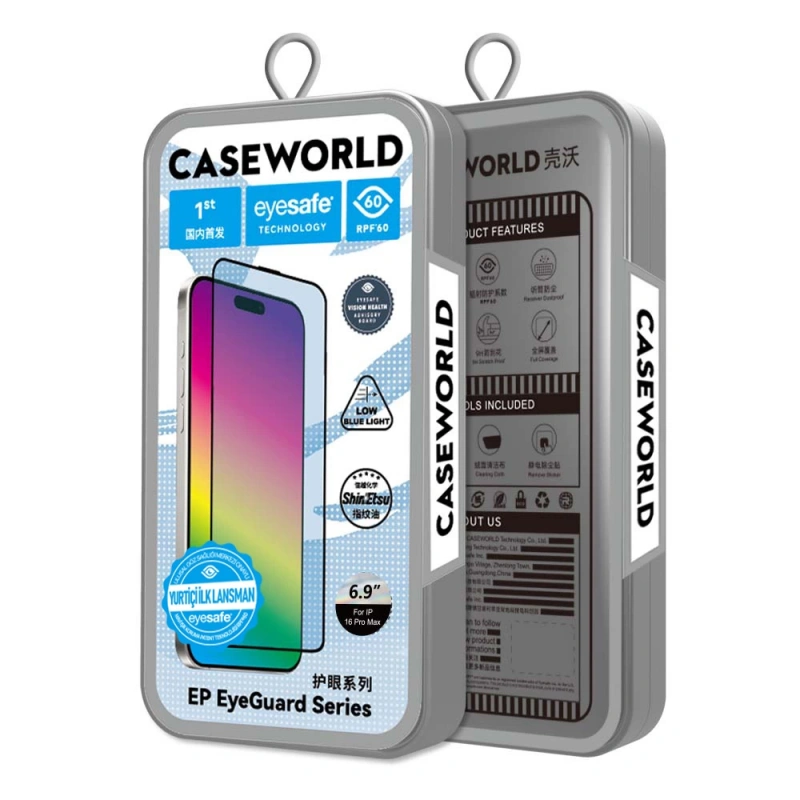 Apple iPhone 15 CaseWorld EyeGuard Serisi 2.5D Eyesafe Teknolojili Cam Ekran Koruyucu