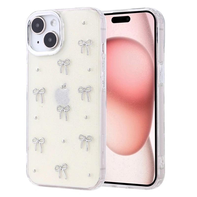 Apple iPhone 15 Kılıf Airbag Tasarımlı Simli Şeffaf Zore Kutup Kapak