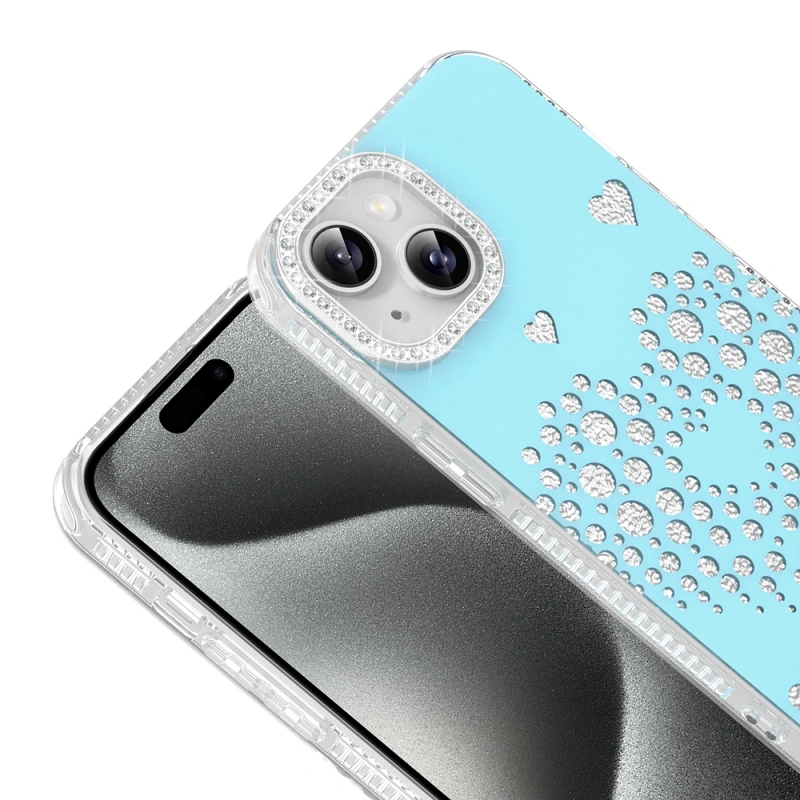 Apple iPhone 15 Kılıf Damla Taşlı Zore Rivas Sert PC Kapak