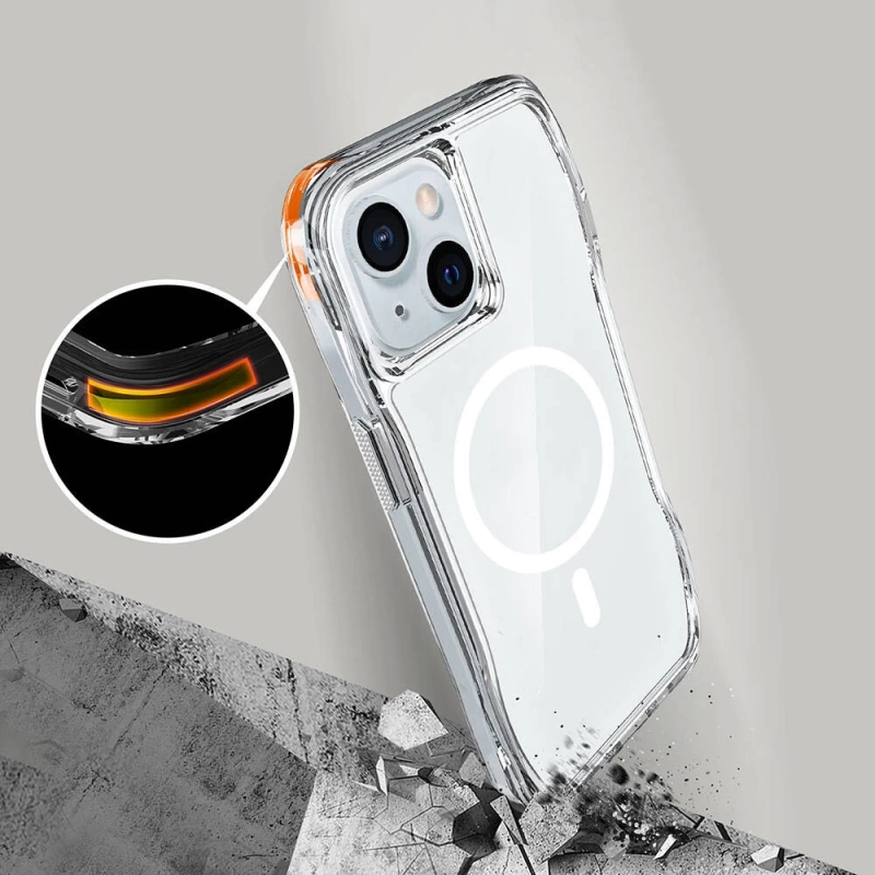 Apple iPhone 15 Kılıf M-safe Şarj Özellikli Airbagli Şeffaf Zore İncek Kapak