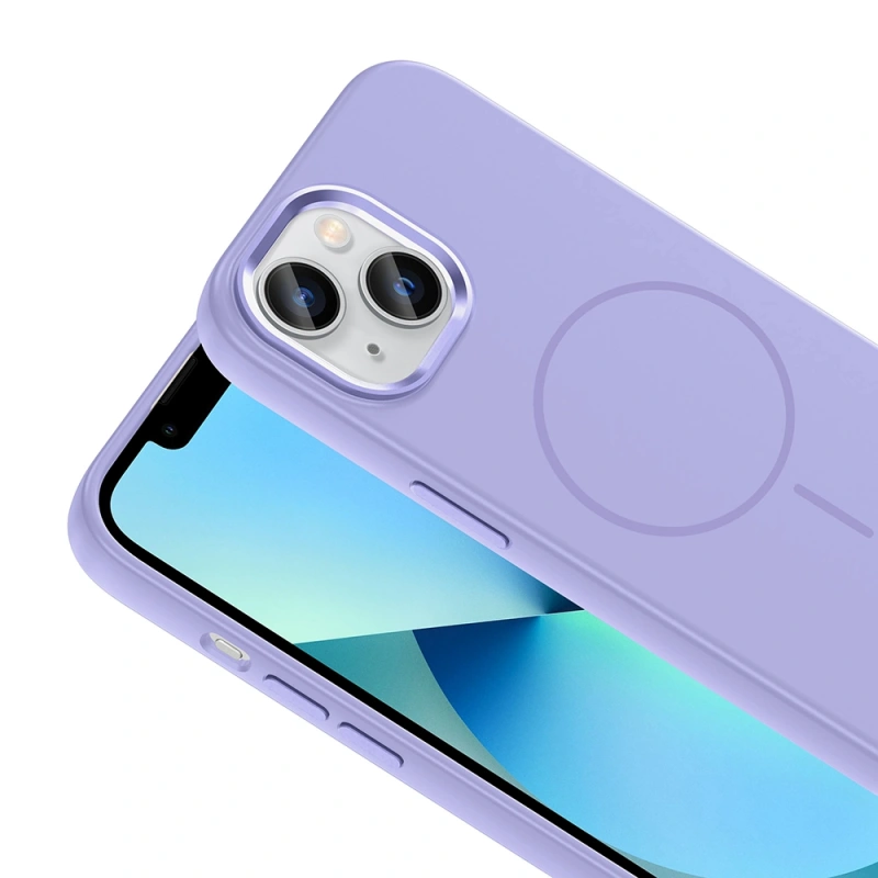 Apple iPhone 15 Kılıf M-Safe Şarj Özellikli Metal Kamera Çerçeveli Zore Edi Silikon Kapak