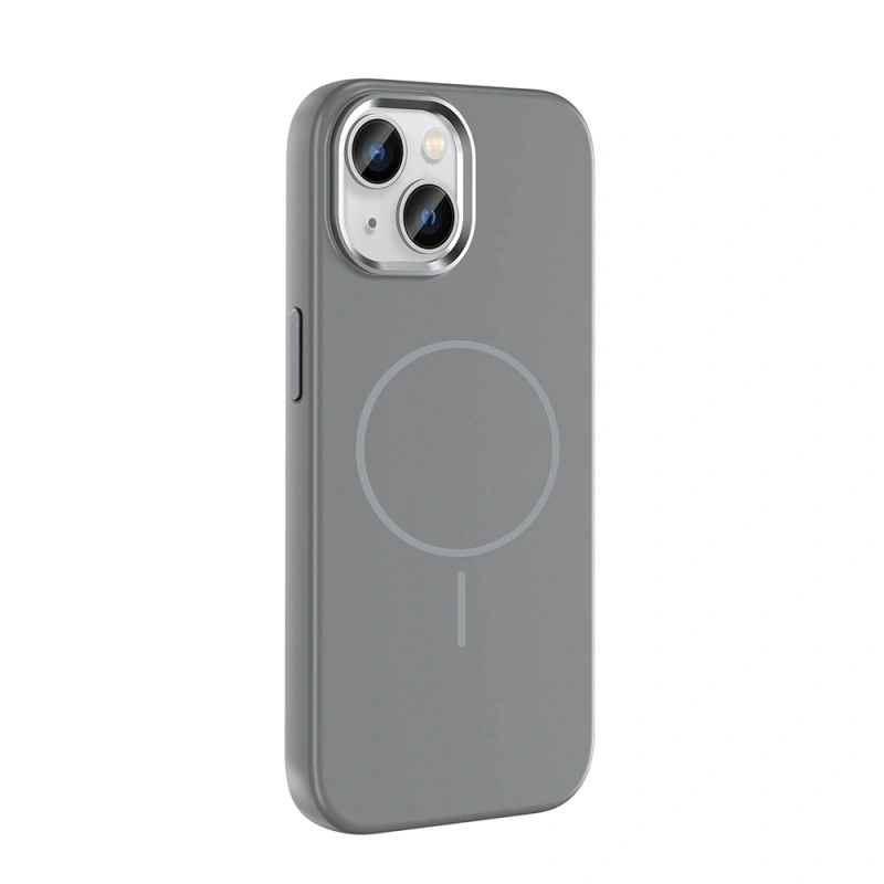 Apple iPhone 15 Kılıf M-Safe Şarj Özellikli Metal Kamera Çerçeveli Zore Edi Silikon Kapak