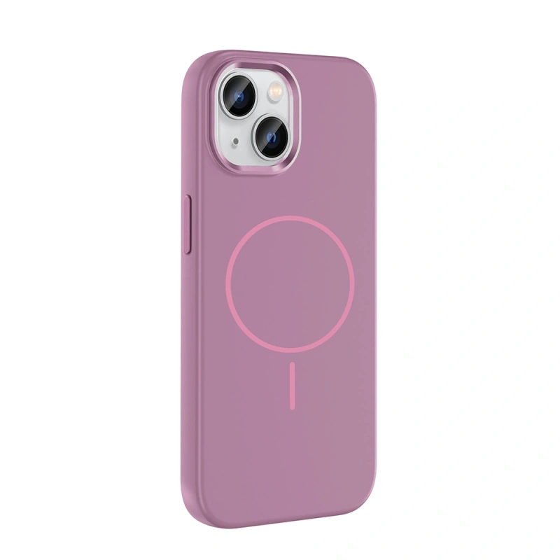 Apple iPhone 15 Kılıf M-Safe Şarj Özellikli Metal Kamera Çerçeveli Zore Edi Silikon Kapak