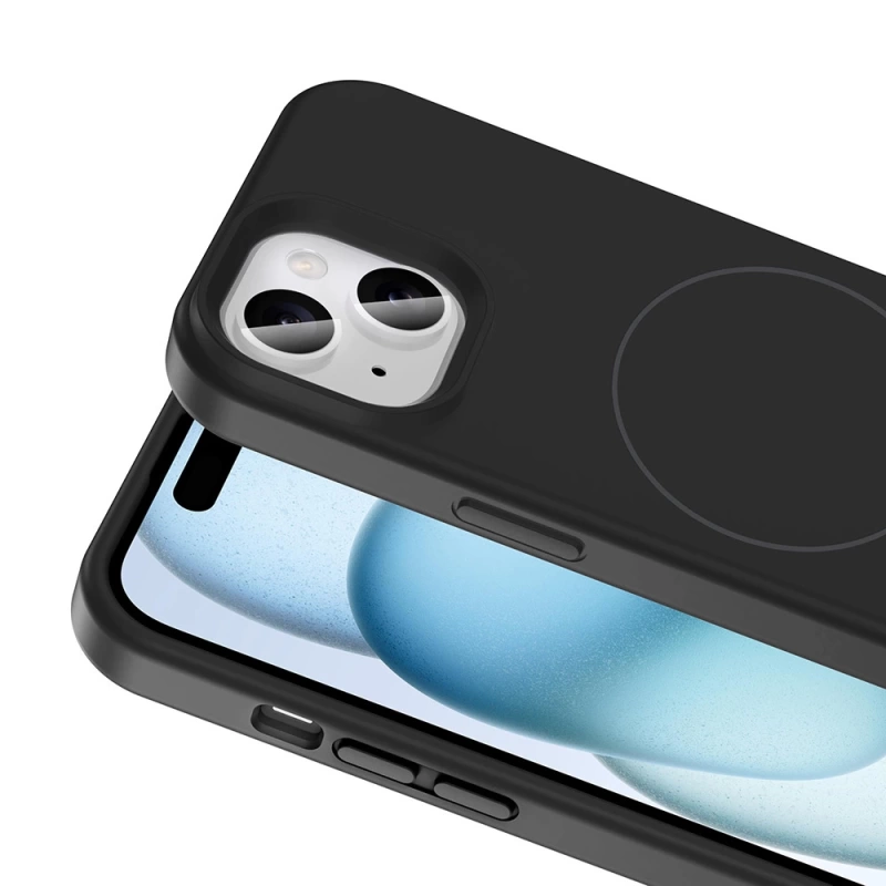 Apple iPhone 15 Kılıf M-safe Şarj Özellikli Sıvı Teknolojili Silinebilir Sert Zore Kivi Kapak