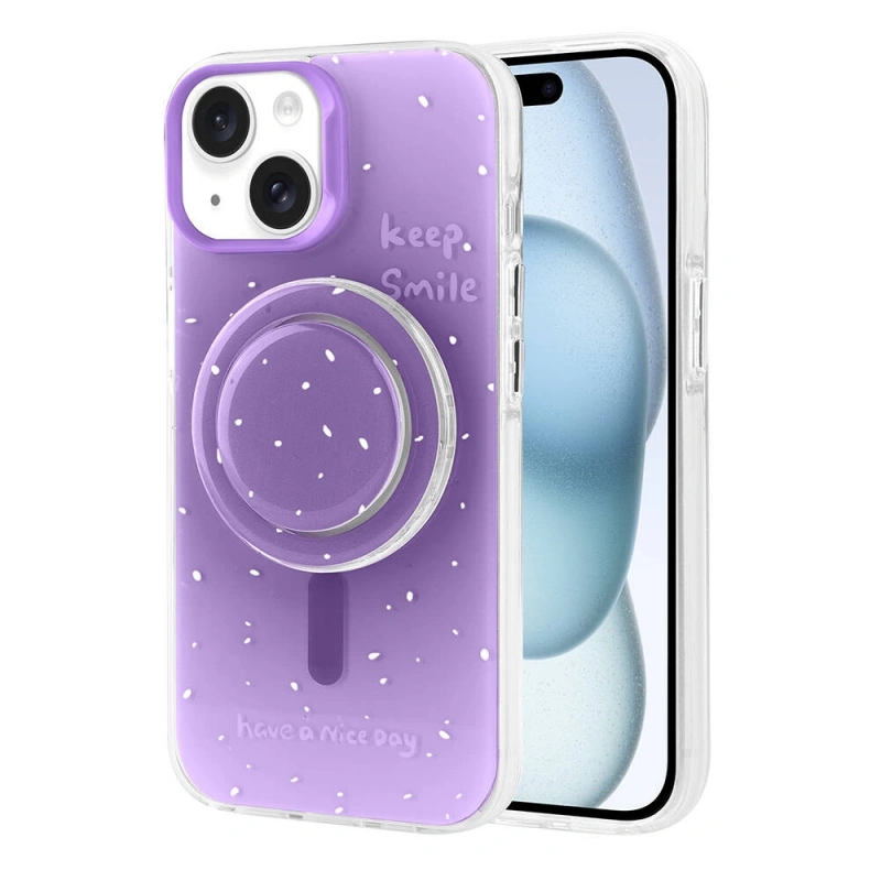 Apple iPhone 15 Kılıf M-safe Şarj Özellikli Tak-Çıkar Pop Soketli Zore Tiktok Kapak
