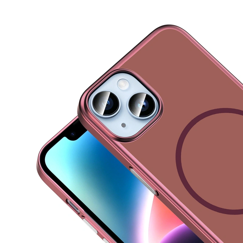 Apple iPhone 15 Kılıf M-Safe Şarj Özellikli Zore Lora PC Kapak