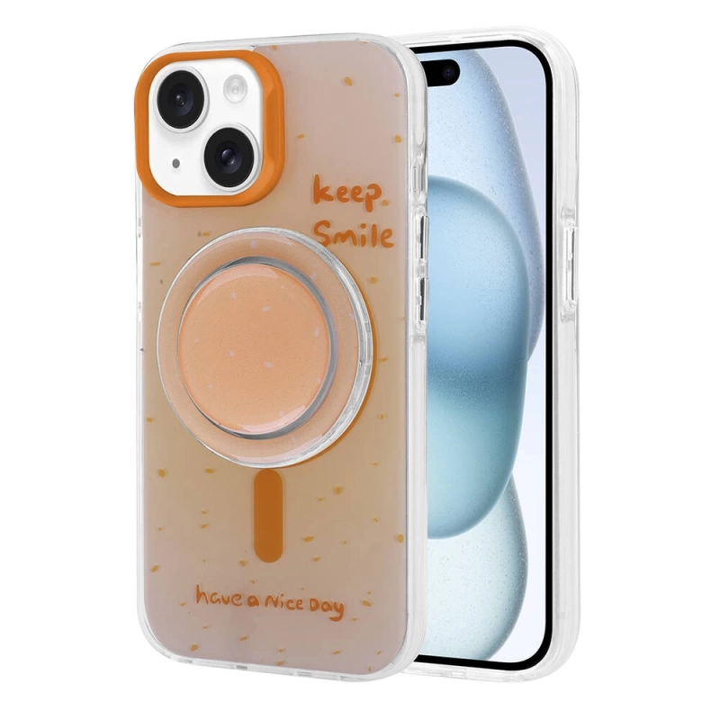 Apple iPhone 15 Kılıf M-safe Şarj Özellikli Tak-Çıkar Pop Soketli Zore Tiktok Kapak