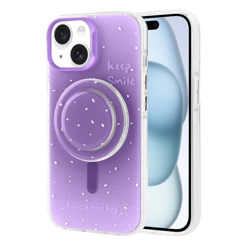 Apple iPhone 15 Kılıf M-safe Şarj Özellikli Tak-Çıkar Pop Soketli Zore Tiktok Kapak