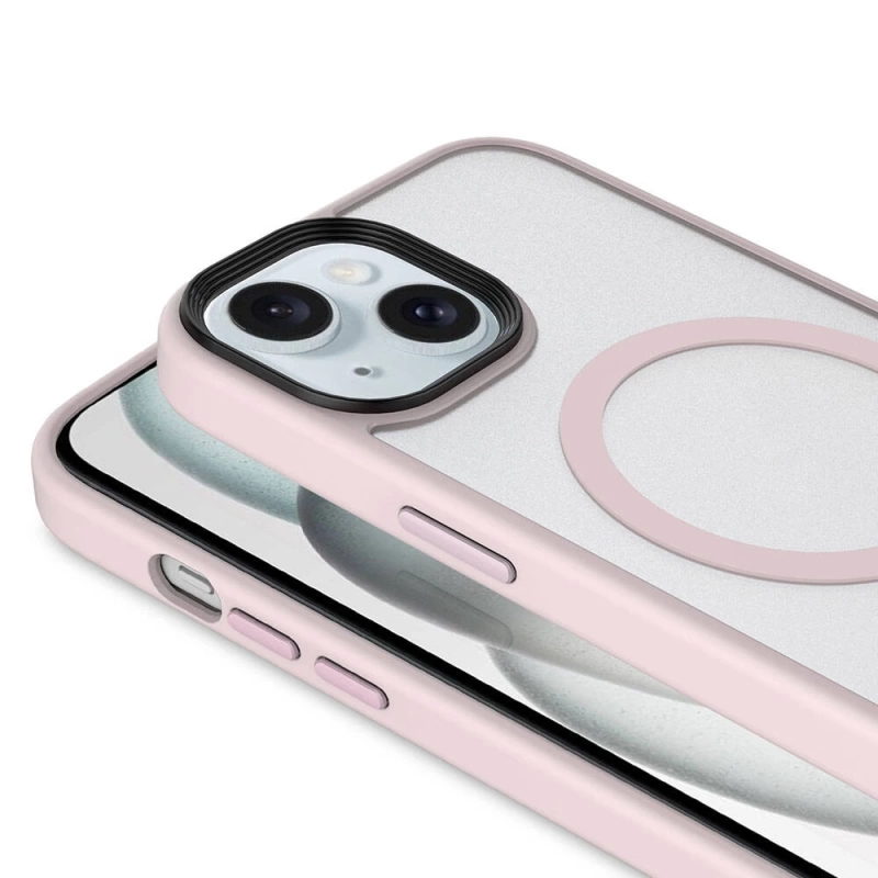 Apple iPhone 15 Kılıf Mat Arka Yüzey Wireless Şarj Özellikli Zore Flet M-safe Kapak