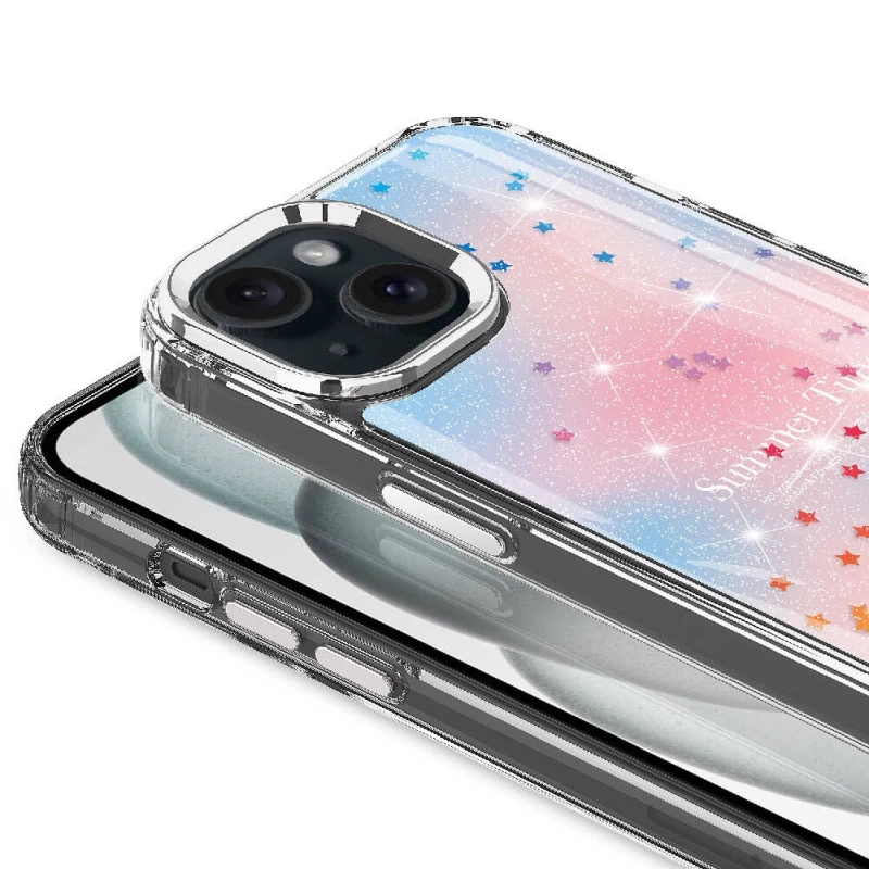 Apple iPhone 15 Kılıf Simli Desenli Parlak Zore Task Kapak