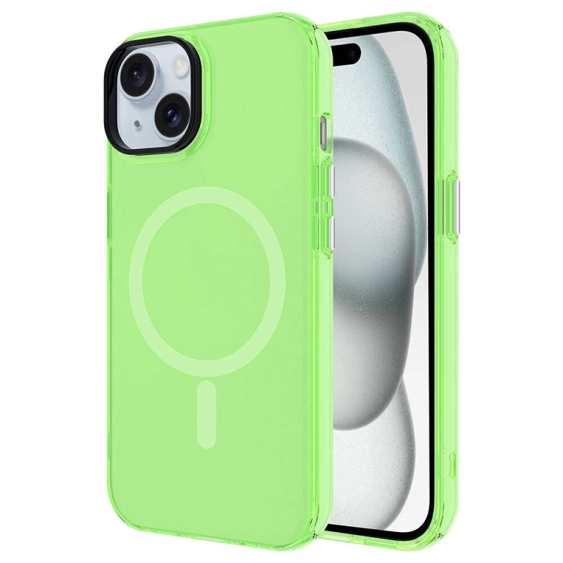 Apple iPhone 15 Kılıf Zore M-safe Şarj Özellikli Buzlu Transparan C-Pro Sert Kapak