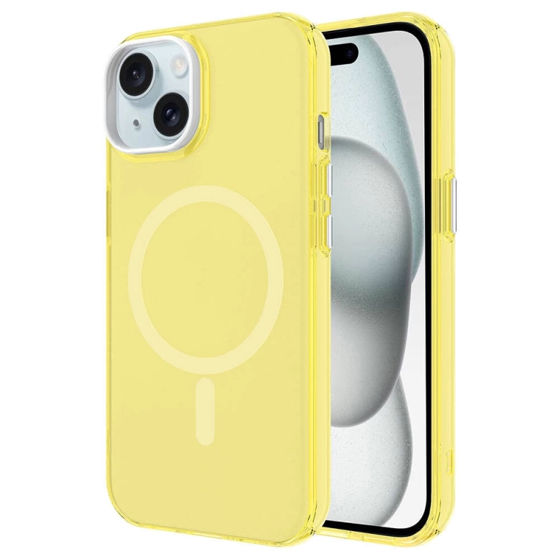 Apple iPhone 15 Kılıf Zore M-safe Şarj Özellikli Buzlu Transparan C-Pro Sert Kapak