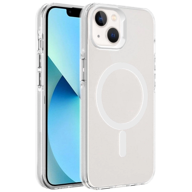 Apple iPhone 15 Kılıf Zore M-safe Şarj Özellikli Buzlu Transparan C-Pro Sert Kapak