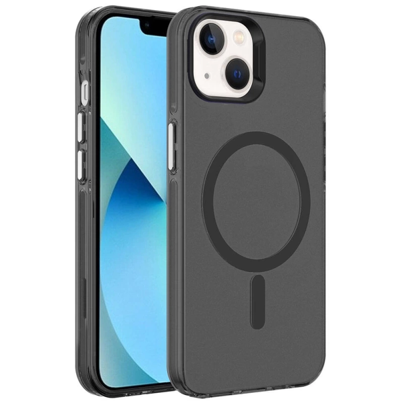 Apple iPhone 15 Kılıf Zore M-safe Şarj Özellikli Buzlu Transparan C-Pro Sert Kapak