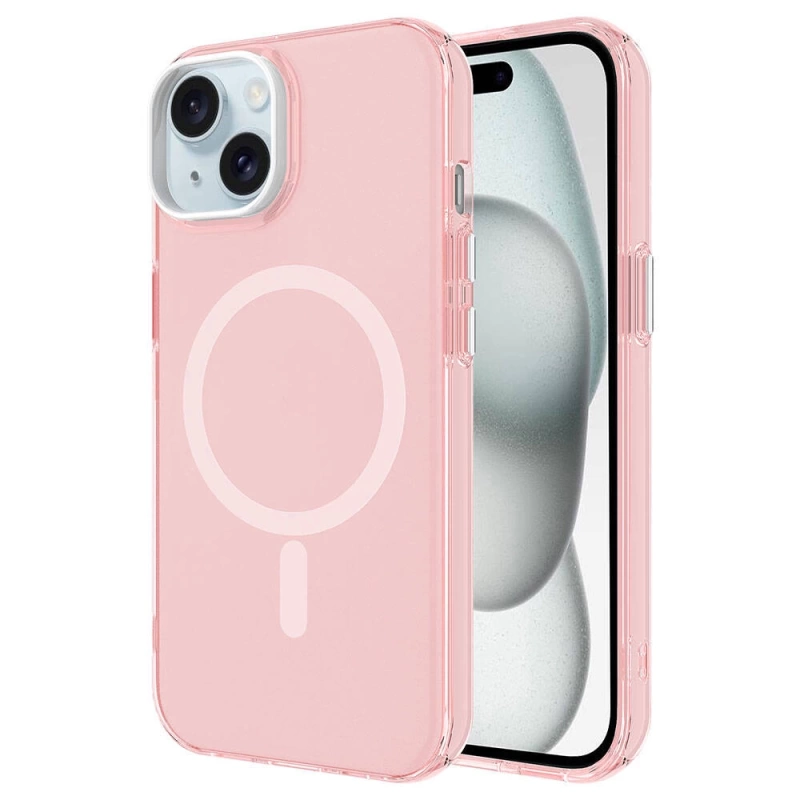 Apple iPhone 15 Kılıf Zore M-safe Şarj Özellikli Buzlu Transparan C-Pro Sert Kapak