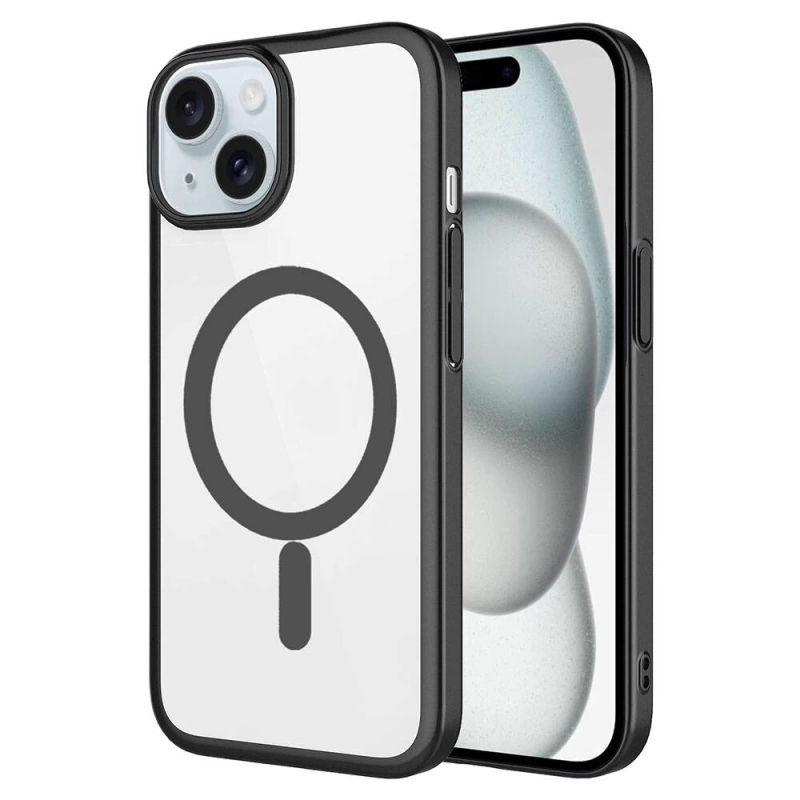 Apple iPhone 15 Plus Kılıf Wireless Şarj Özellikli Sert PC Zore Mat Riksos M-safe Kapak