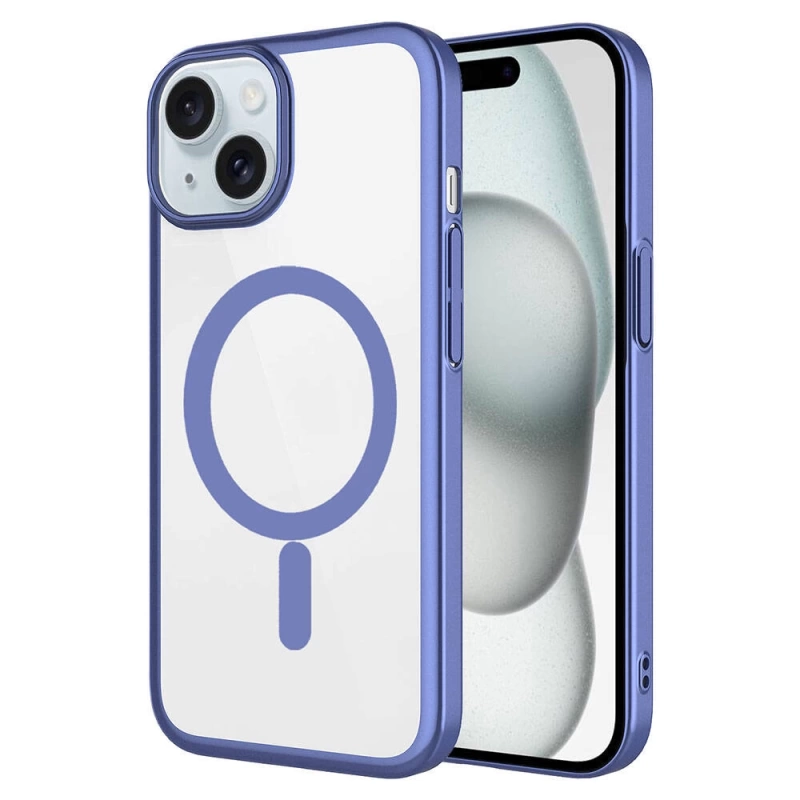 Apple iPhone 15 Plus Kılıf Wireless Şarj Özellikli Sert PC Zore Mat Riksos M-safe Kapak
