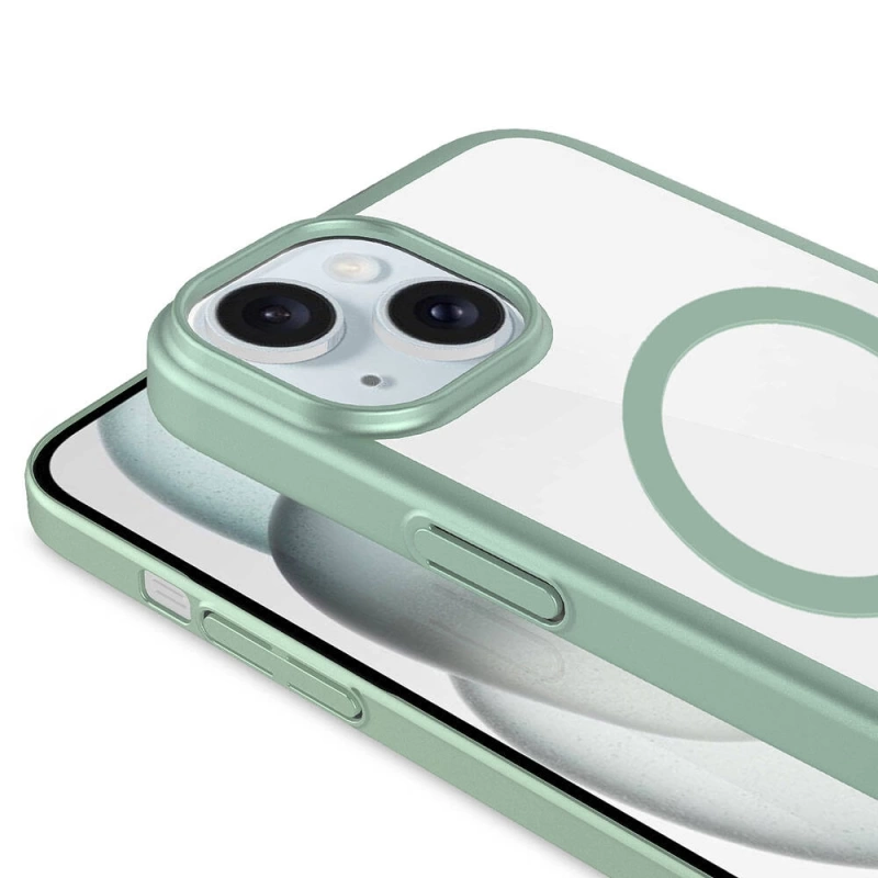 Apple iPhone 15 Plus Kılıf Wireless Şarj Özellikli Sert PC Zore Mat Riksos M-safe Kapak