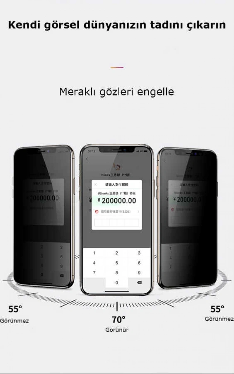 Apple iPhone 15 Plus Zore Kor Privacy Cam Ekran Koruyucu