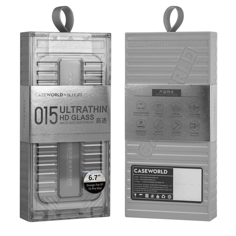 Apple iPhone 15 Pro CaseWorld Ultra-Thin Serisi 0.15mm HD Cam Ekran Koruyucu + Uygulama Aparatlı