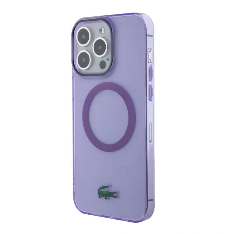 Apple iPhone 15 Pro Kılıf Lacoste Orjinal Lisanslı M-safe Şarj Özellikli İkonik Timsah Logolu Hard Parme Kapak