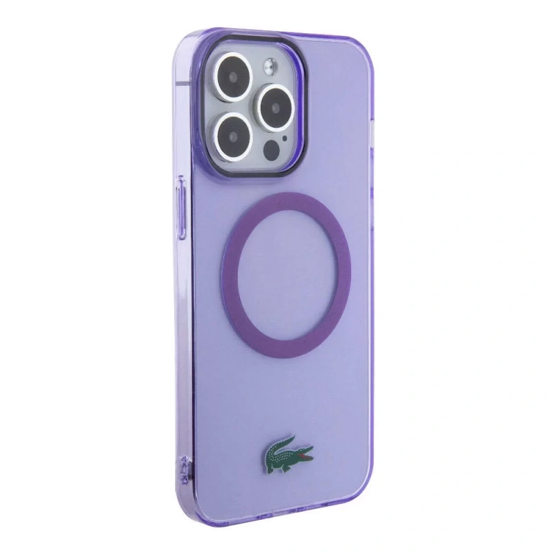 Apple iPhone 15 Pro Kılıf Lacoste Orjinal Lisanslı M-safe Şarj Özellikli İkonik Timsah Logolu Hard Parme Kapak